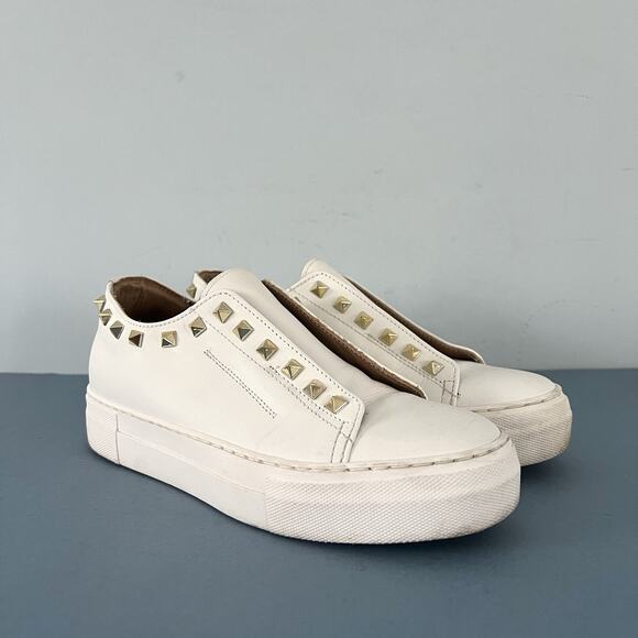 Michele Lopriore Mila White Leather Studded Sneakers Made in Italy - Picture 3 of 10